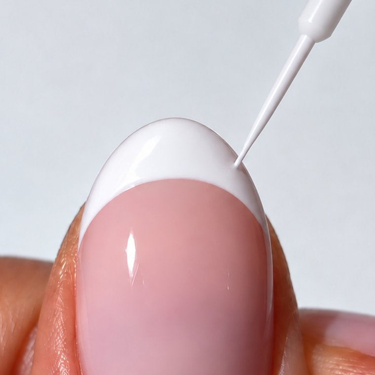 Step five, the french tip filled in solid white
